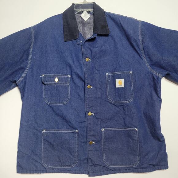 Vintage Carhartt 8LC Denim Chore Coat Jacket 50 (2XL) Blanket Lined Union 2PAC - Picture 4 of 16